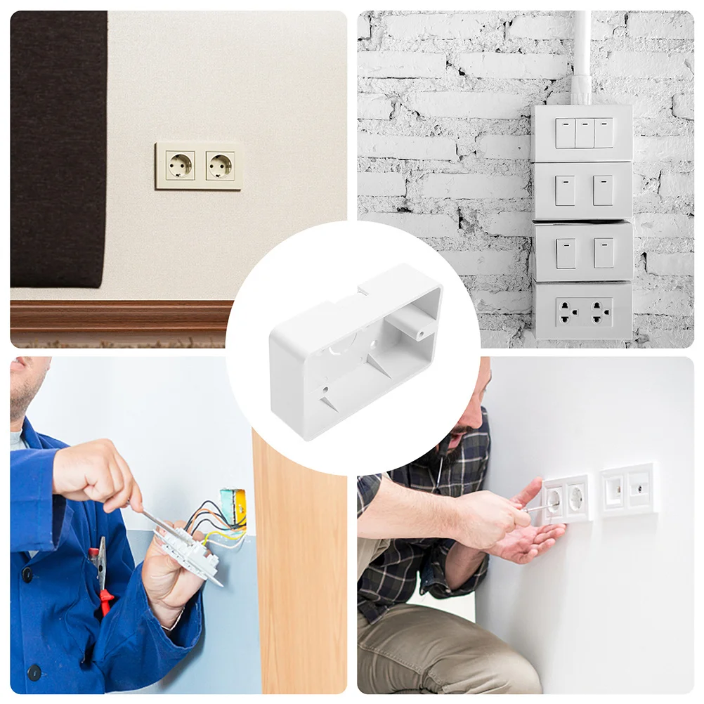 6 قطعة صندوق وصلات مثبت على الحائط سطح جبل التبديل المخرج Abs صندوق كهربائي بلاستيكي للمنزل صندوق خلفي ضحل موصل دائم #5