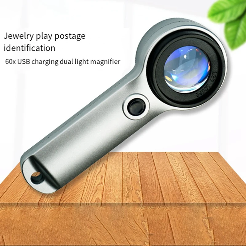 Ручная лупа 30X USB-зарядка для чтения антиквариат, лупа, очки, УФ-фиолетовый свет, проверка банкнот