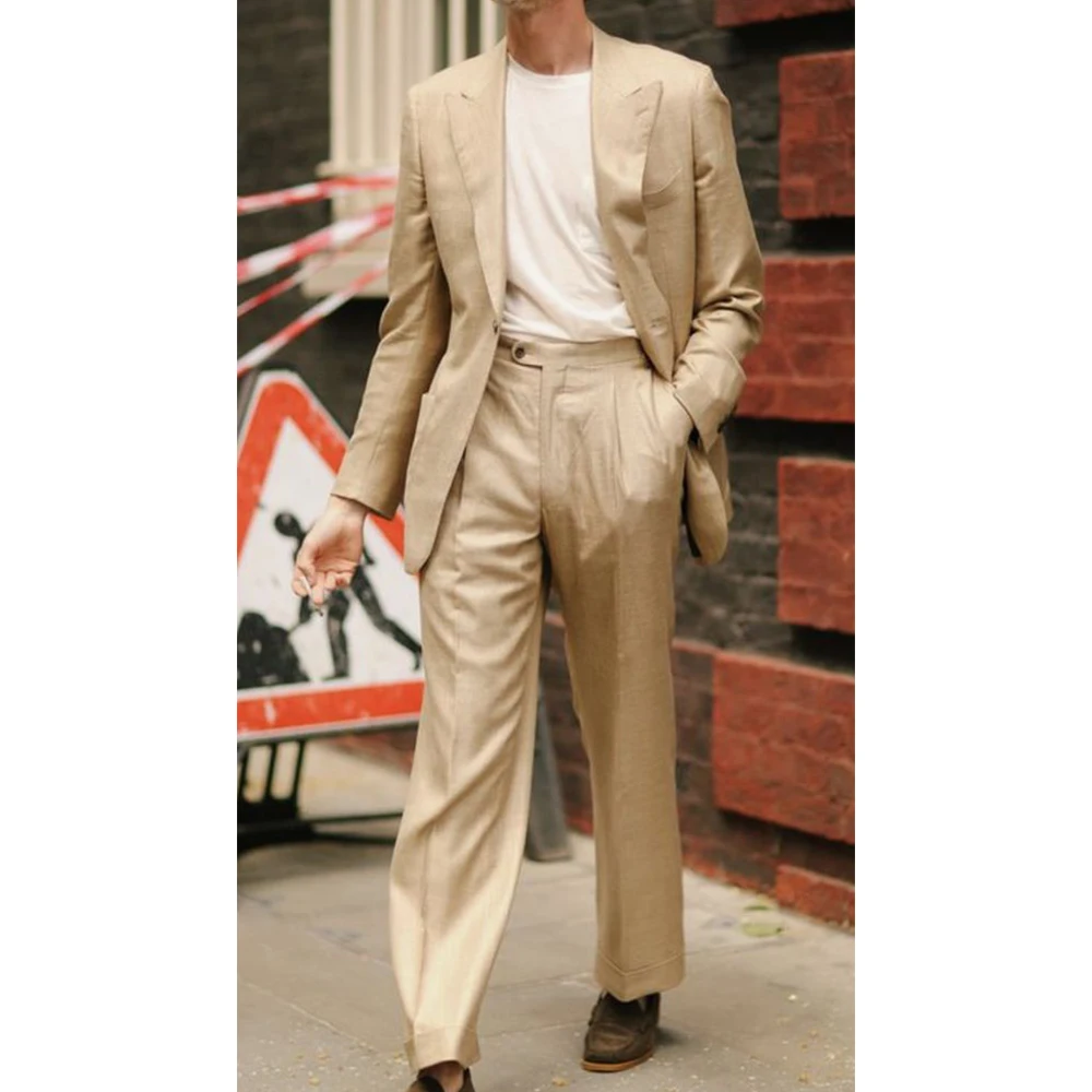 

Men's Suit Two-piece Linen Suit Summer Thin Rest Fashion Comfortable Work Groom Suit Man Pants Sets for Men Elegant Men's Suits