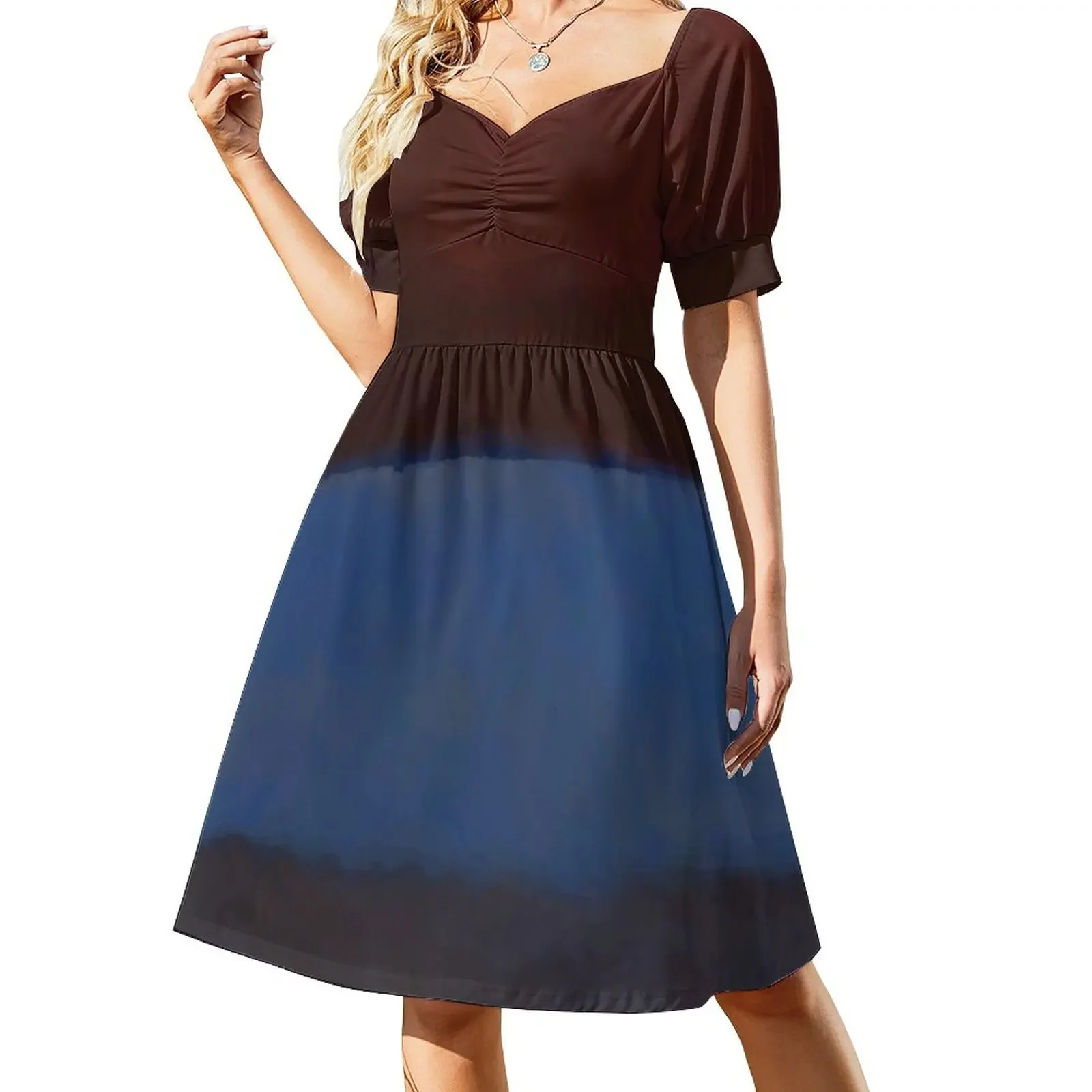 

Mark Rothko No. 61 (Rust and Blue) Short-Sleeved Dress chic and elegant evening dress dresses korean style women dress