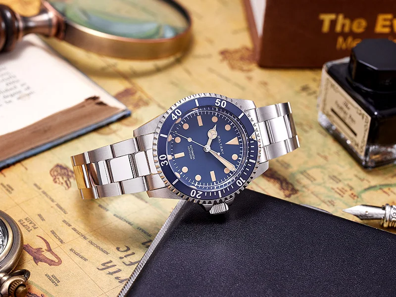 Baltany S3043 39 mm Retro-Taucheruhr ST2130 Automatik Swiss Super-LumiNova Herren Vintage Saphirglas 200 m wasserdicht 316L Stahl – Detail 5