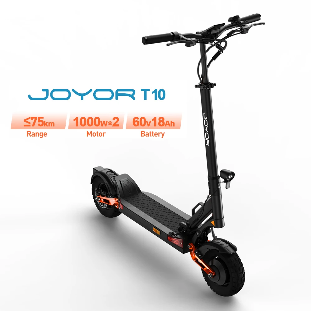 JOYOR T10 opvouwbare elektrische scooter, dubbele 1000 W motor, 10 inch off-road volwassenen e-scooter met 60 V 18 Ah batterij