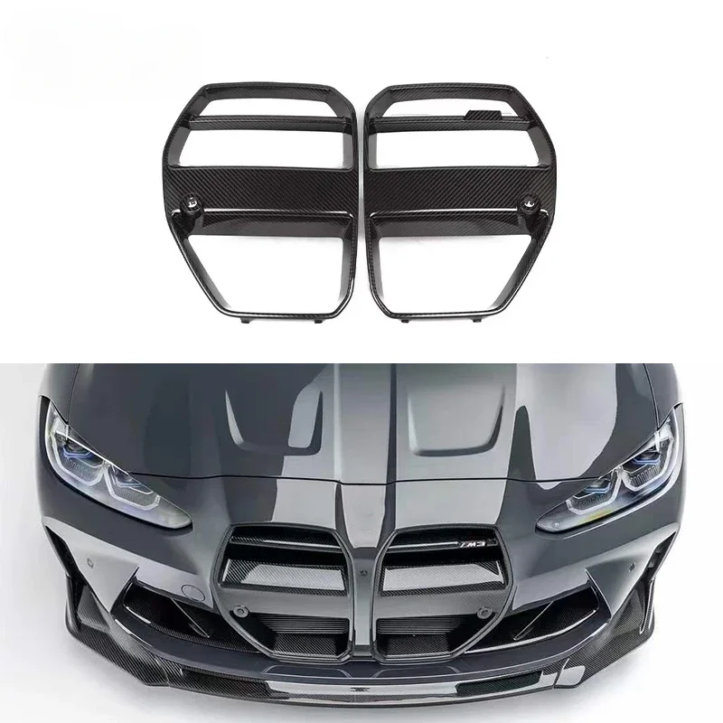 V Style Carbon Fiber G80 M3 Car Grille For BMW G8X G82 G83 M4 Front Bumper Grille Frame Cover Plate Trim