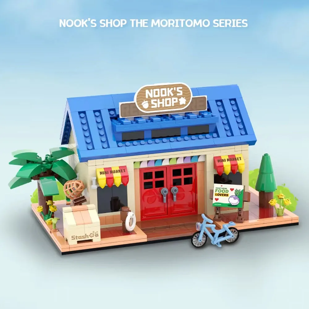 Creative Expert Anime Game สัตว์ Society Nook's Shop Moc ชุด Building Block อิฐชุดเด็กคริสต์มาสสวิทช์เด็ก 840 ชิ้น