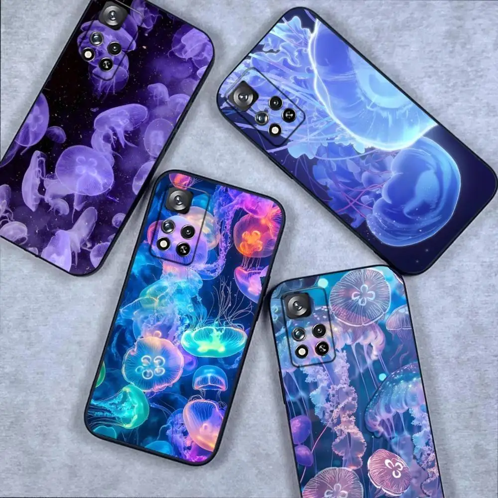 

Jellyfish Sea Ocean Phone Case For Samsung S10,S21,FE,S21 ,Note 20,10 S25,S24,S23,Ultra,S9,S22,Plus Black Shockproof TPU