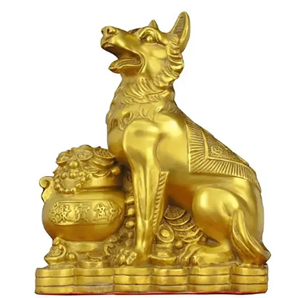 Wolf Dog Sits on the Ground to Produce Wealth and Prosperity Dog Zodiac Zodiac Treasure Pot Dog Living Room Decoration