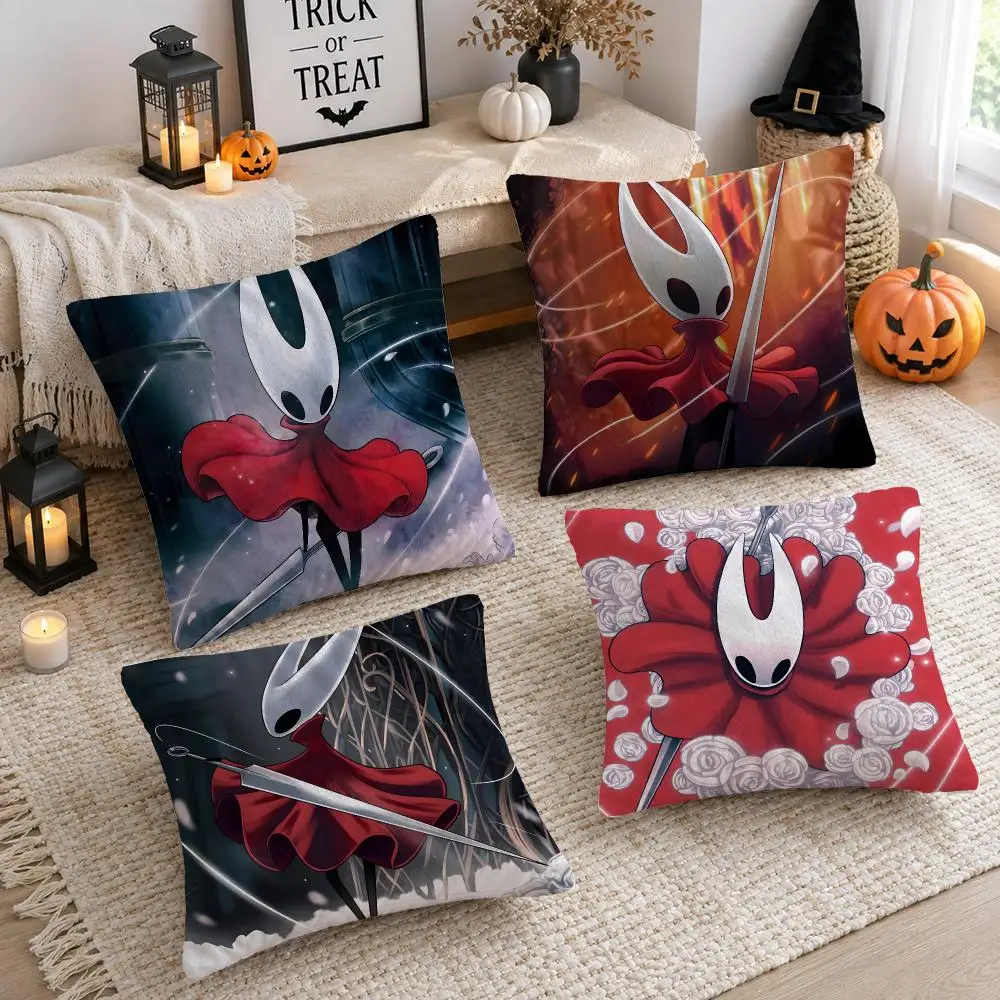 Game H-Hollow Knight Silksong Cushion Cover Plush Decorative Pillow Case With Hidden Zipper Cutecore Room Decor For Home