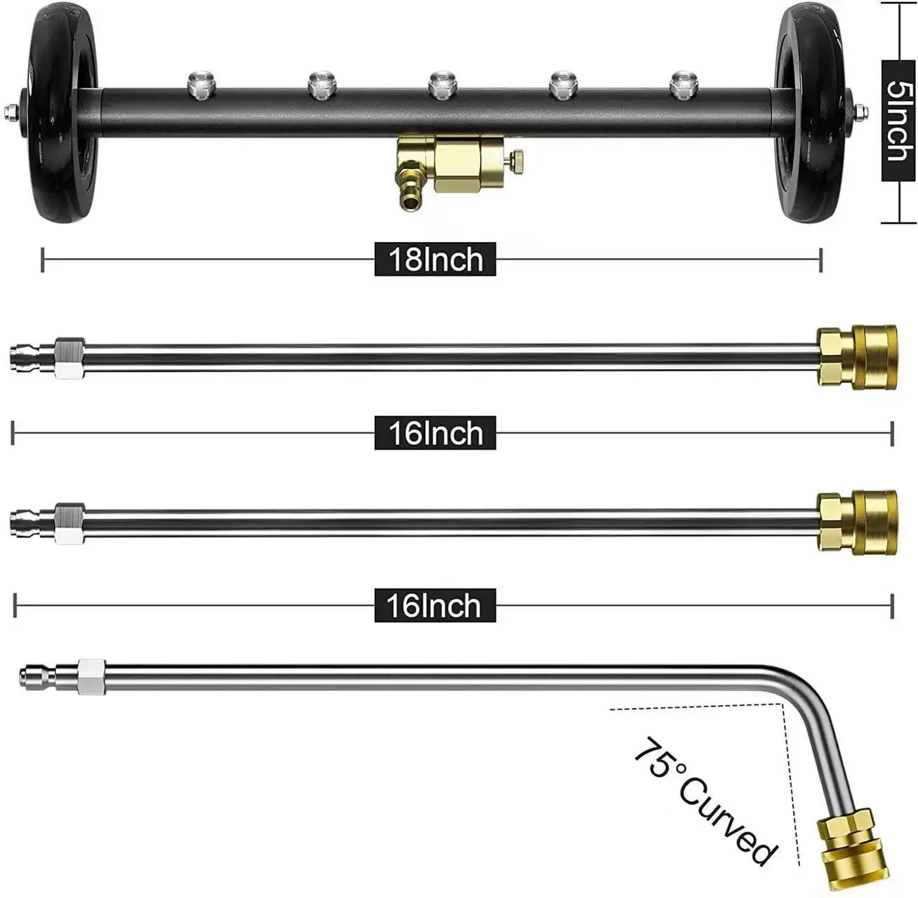 5000PSI auto chassis hogedrukreiniger 16 inch elektrische auto wassen locomotief bodem waterbezem met 2 verlengstangen