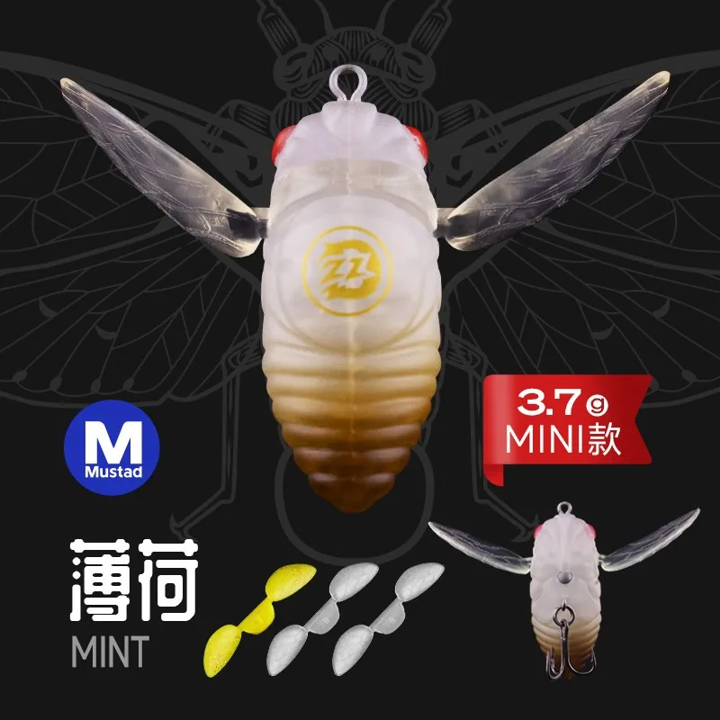 Zikaden-Oberflächenköder 3,7g 6g Popper Weichflügel-Insektenköder mit Mustad-Haken Künstlicher Hartköder für Barsch, Forelle, Süßwasser