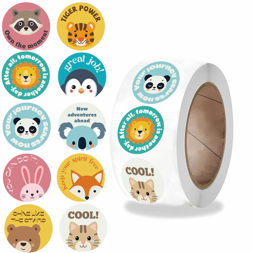 500PCS Inspirational Roll Adhesive Roll Sticker Cartoon Phone Coffee Art Living Room Laptop Luggage Harajuku Skateboard Sticker