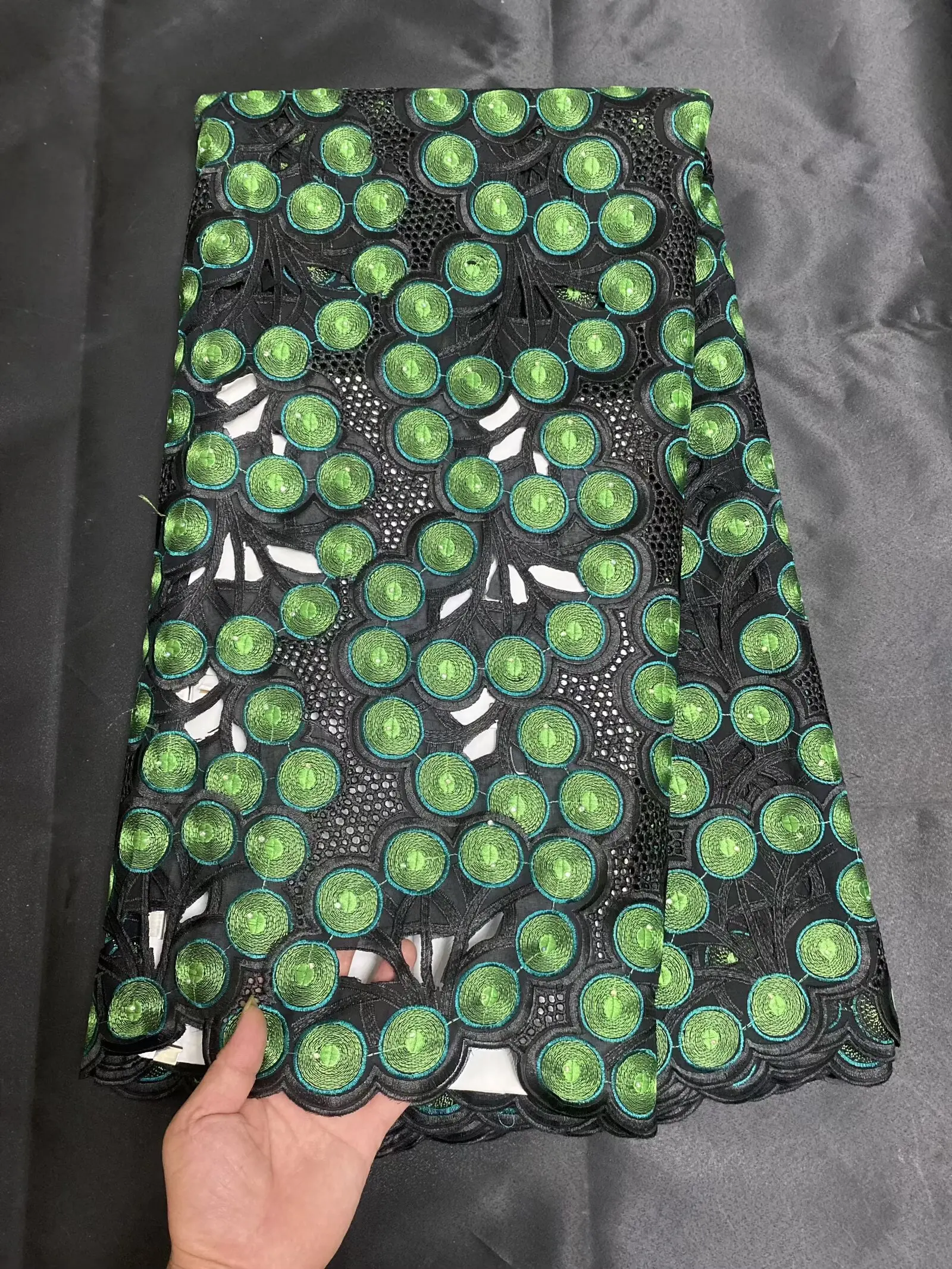 

Latest Style Guipure lace fabric 2026 Nigerian Stones Lace Fabric Embroidery Green Luxury French Embroidery for Wedding H192-1