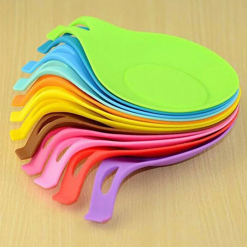 

Soft Silicone Spoon Insulation Mat Silicone Heat Resistant Placemat Tray Spoon Pad Desk Mat Drink Glass Coaster Kitchen Tool