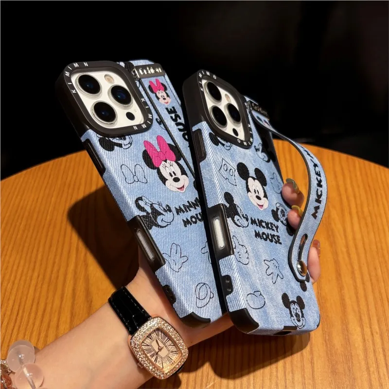 for iPhone 17 16 15 14 13 12 11 Pro Max 14Plus 17Air Phone Case For Magnetic Cartoon Disney Mickey Minnie wristband Unisex Cover view 3