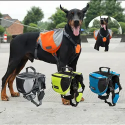 Oxford Fabric Outdoor Dog Backpack Double snack bag, dog training bag Waterproof Reflective Saddle Bag Medium Large Dog Tactical