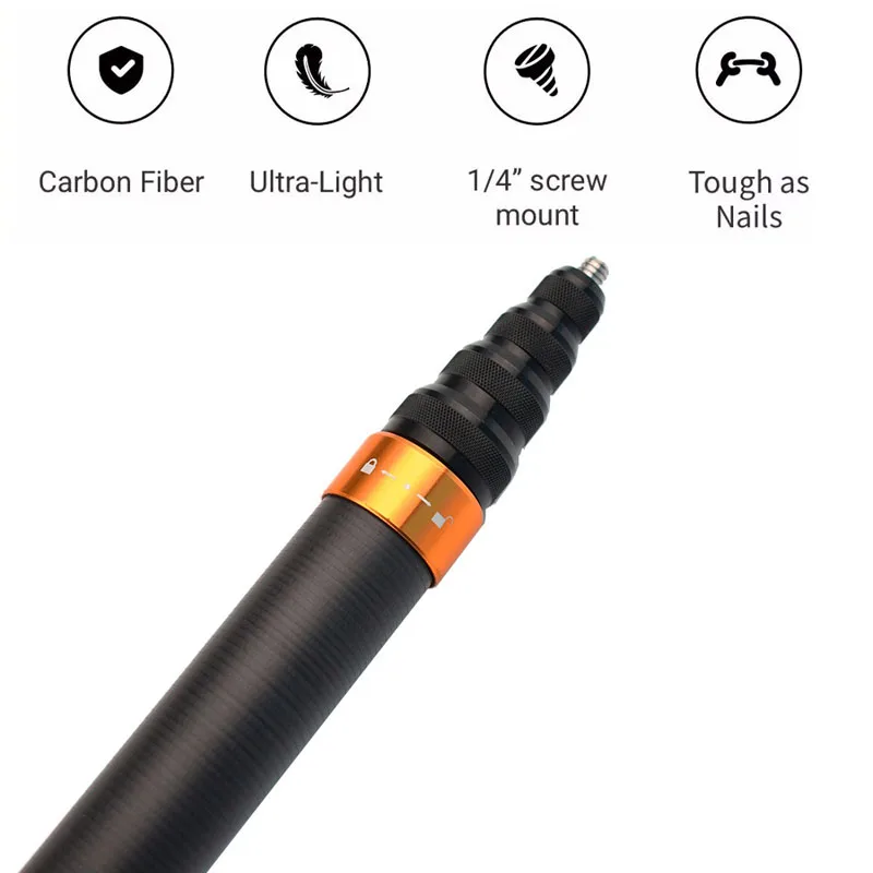 3M Teleskopstange aus Kohlefaser für 360Insta X54 Gopro11/10 DJI Action5 zur Mikrofon-Aufnahme und als Interviewstange – Detail 4