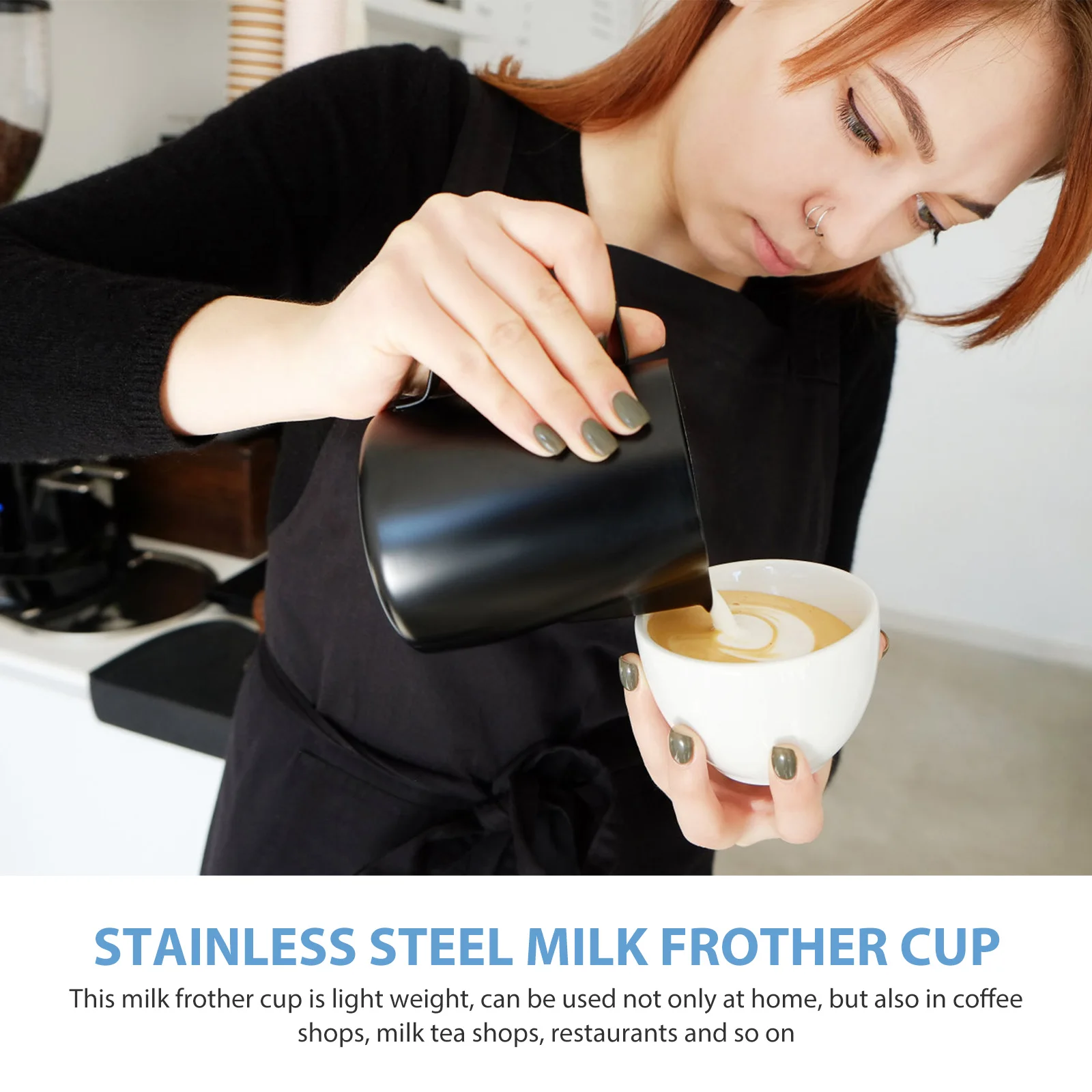 

Stainless Steel Coffee Frothing Pitcher Milk Frother Jug Durable Easy Clean Suitable for Home Cafe Shop Bar Use