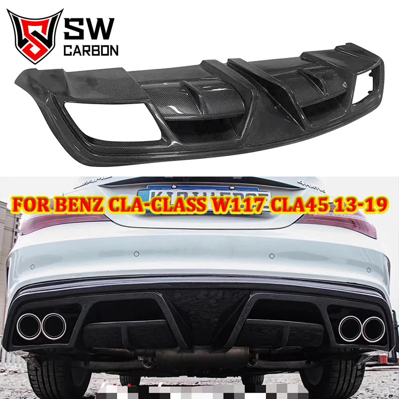 Carbon Fiber Piecha Style Rear Diffuser for Mercedes-Benz W117 CLA-Class CLA45 CLA220 CLA260 Rear Bumper Lip Splitter Lower