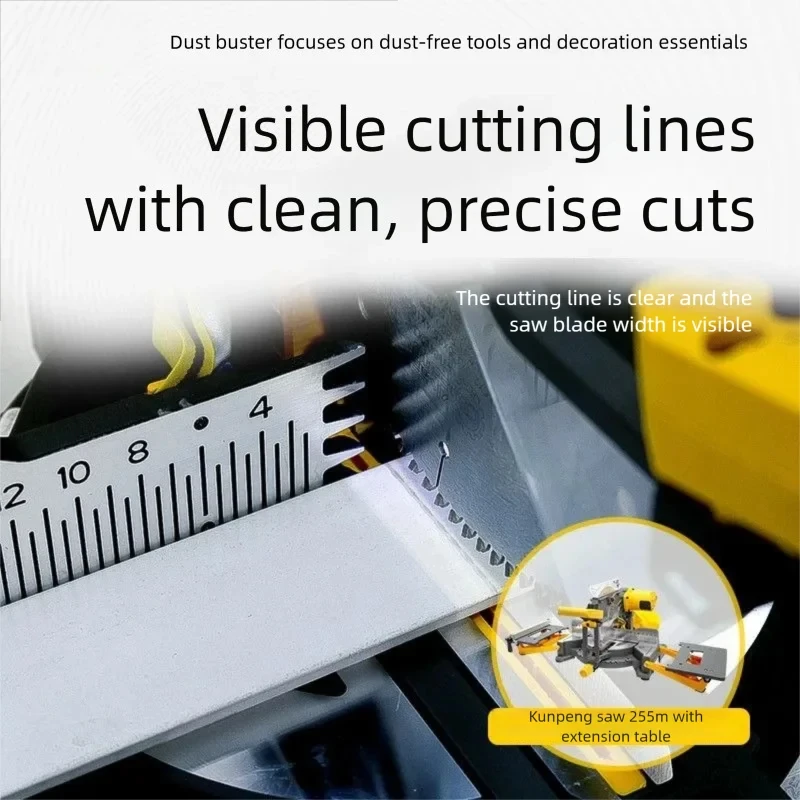 Piła ukośnica 255 mm, uniwersalna piła do drzwi drewnianych i listew przypodłogowych, bezpyłowa piła kompozytowa do obróbki drewna.