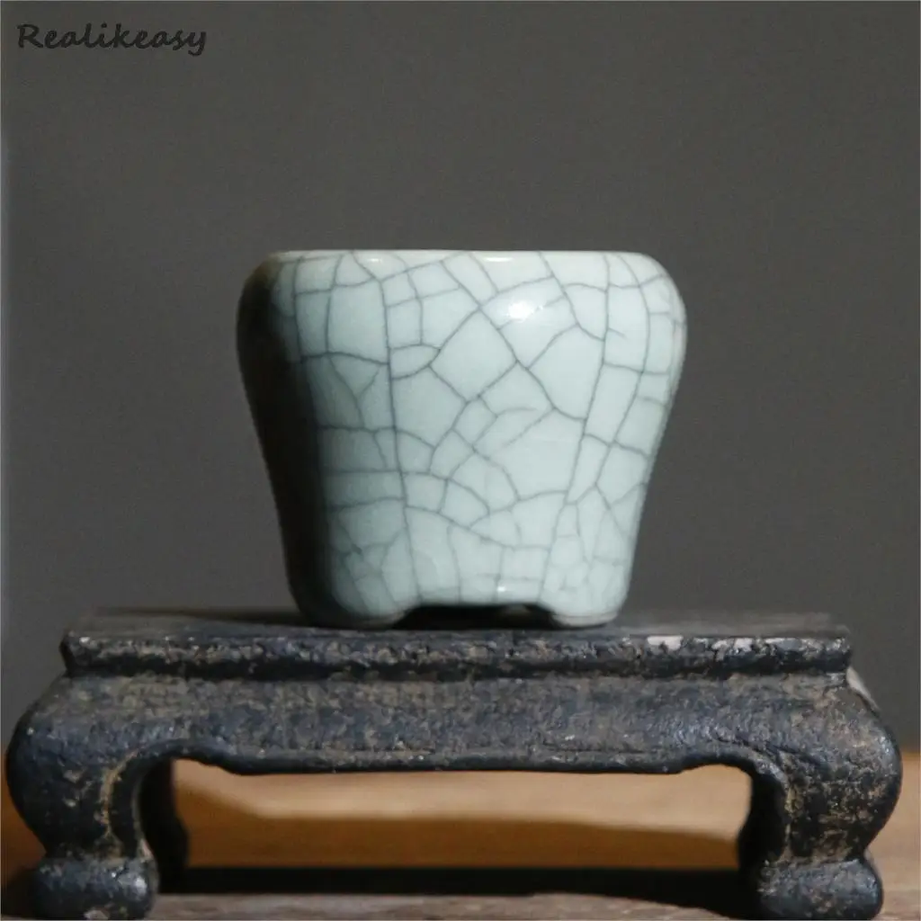 Chinese Household Ceramic Flower Pot Succulent Planter Creative Cracked Cute Plants Flower Pot For Home Desktop DecorationLB550