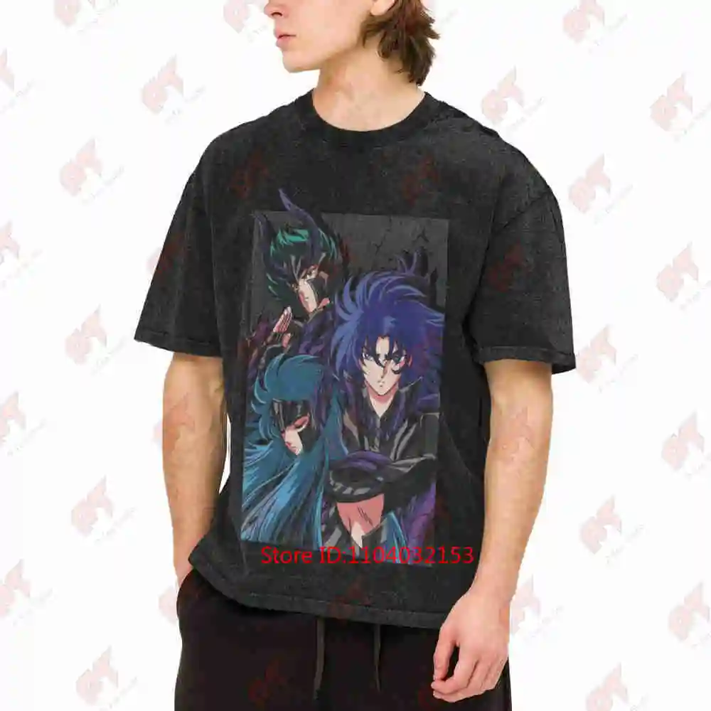 Saint Seiya Knights Of The Zodiac Hyoga Vintage Washed Tee Pure Cotton T-Shirt