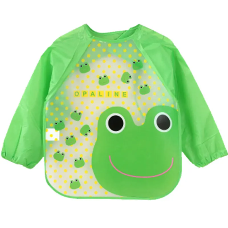 1-3Years Newborn Cute Cartoon Baby Bibs Long Sleeve Apron Animal Waterproof Soft Feeding Bib Burp Clothes