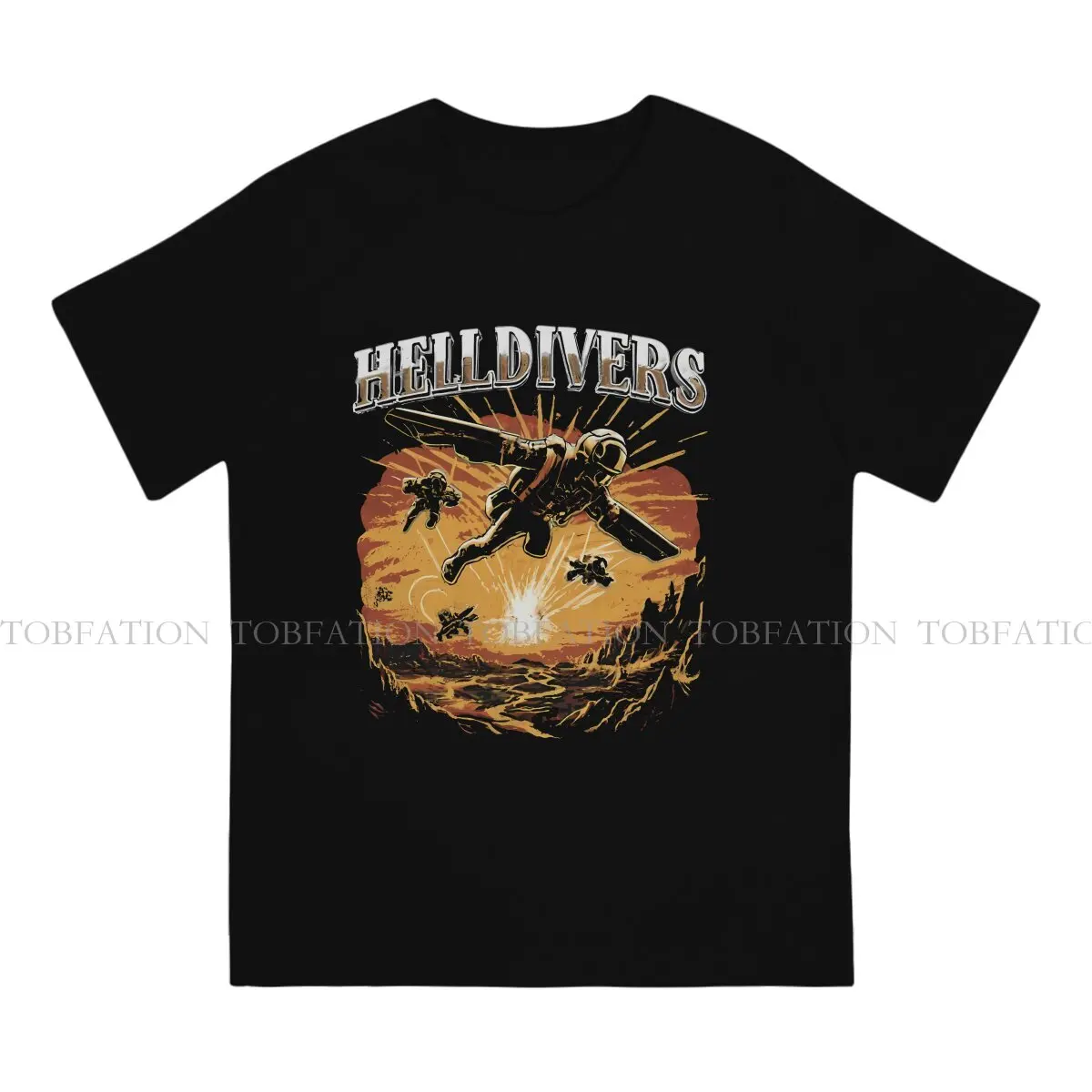 Helldivers Creative TShirt for Men Flyinh Round Collar Pure Cotton T Shirt Hip Hop Gift Clothes OutdoorWear 6XL