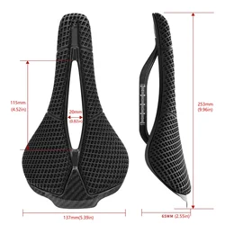 Bicycle 3D Printed Saddle Ultralight Carbon Fiber Road Mountain Bike Seat Cushion Hollow Comfortable 3D MTB Saddle Seat