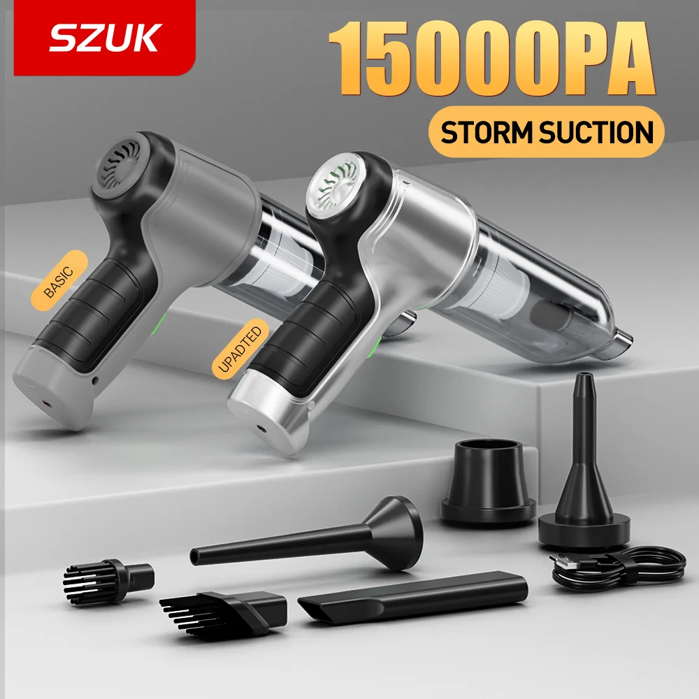SZUK 15000PA Wireless Car Vacuum Cleaner Portable Cleaning Machine Cordless Cleaner Powerful HandHeld Mini Vacuum Cleaner
