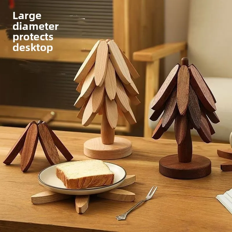 Solid wood heat-insulating placemat, trivet, household high-temperature‑resistant table mat, pot stand, and coaster coffee mat