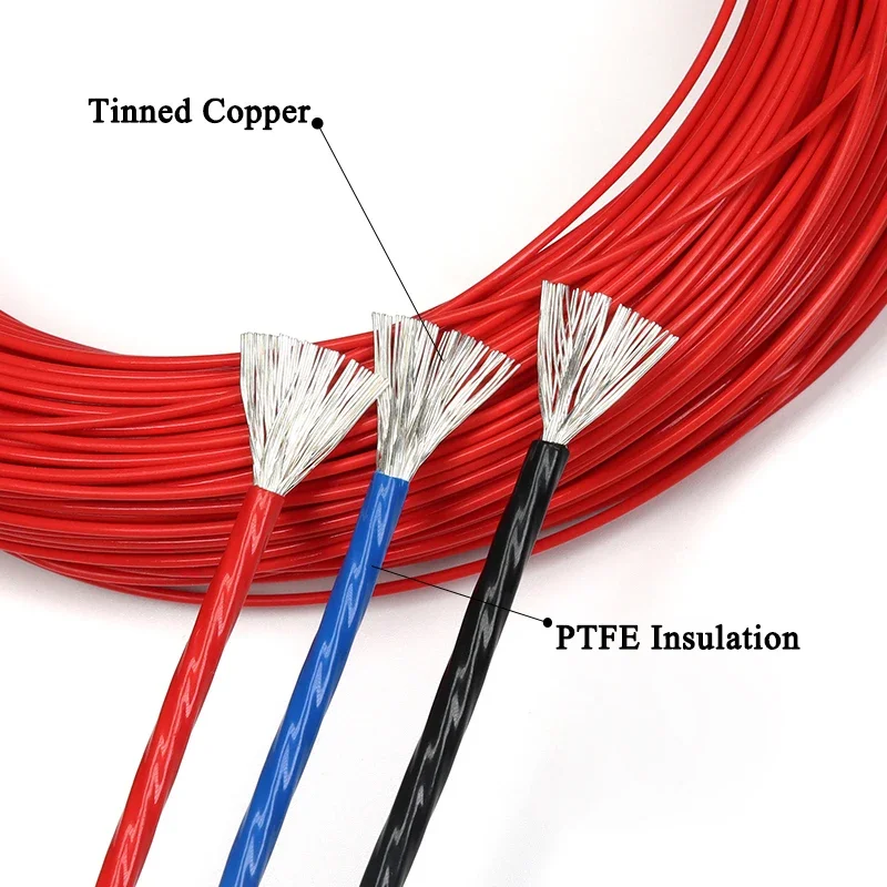 1/5m PTFE Wire AWG10/11/13/14/15/18/20/22/24/26/28/30 Silver Plated High Purity OFC Copper Cable For 3D Printer DIY