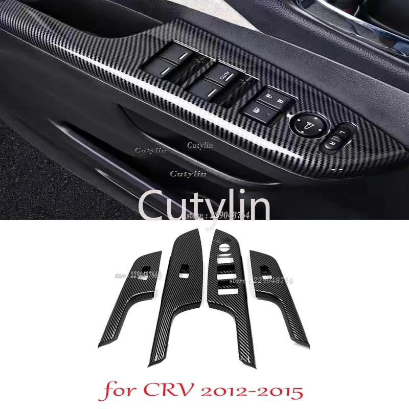For Honda CRV CR-V 2012 2013 2014 2015 Abs Carbon Fiber Car Armrest Gear Shift Door Window Glass Lift Switch Panel Cover Trim
