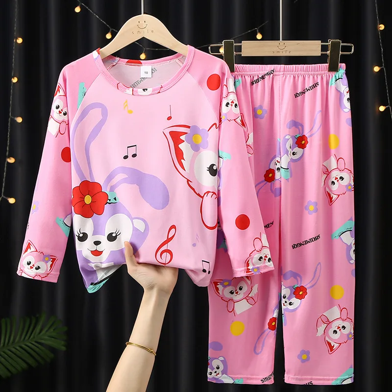 Disney mickey mouse pajmas conjunto anime outono algodão crianças pijamas para meninos e meninas conjuntos de roupas para casa roupa de dormir