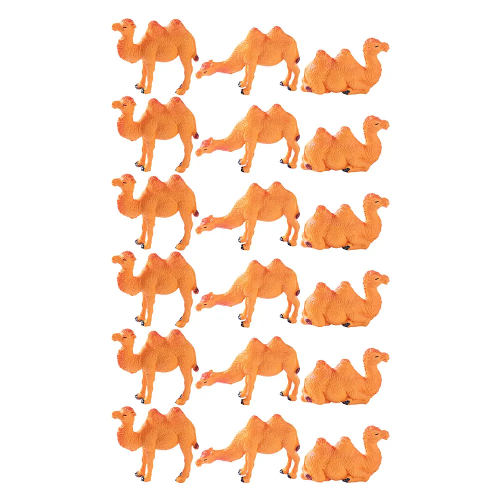 18 szt. Miniaturowych figurek wielbłądów: Wysokiej jakości plastikowe ozdoby do dekoracji krajobrazu pustynnego, do użytku wewnątrz i na zewnątrz, do mini ogrodów tematycznych, kreatywne dekoracje na biurko.