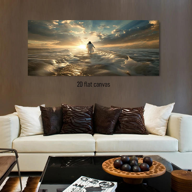 1 piece of Jesus walking on water canvas decorative painting with Christian religious theme 2D plan