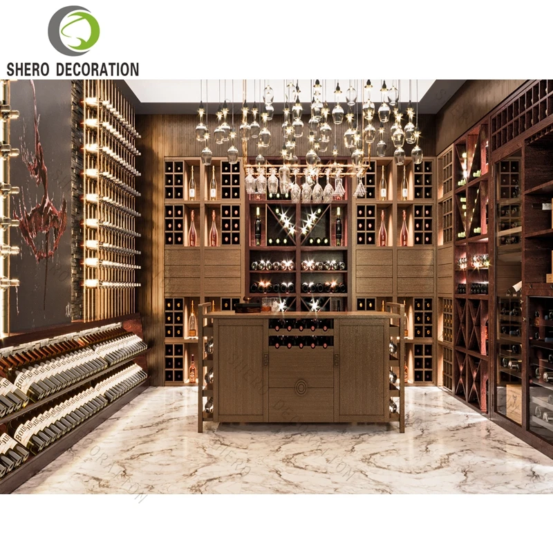 custom.Retail Wine Shop Interior Design Decoration Wine Store Custom Shop Wooden Metal Shelf Rack Wine Display Cabinet