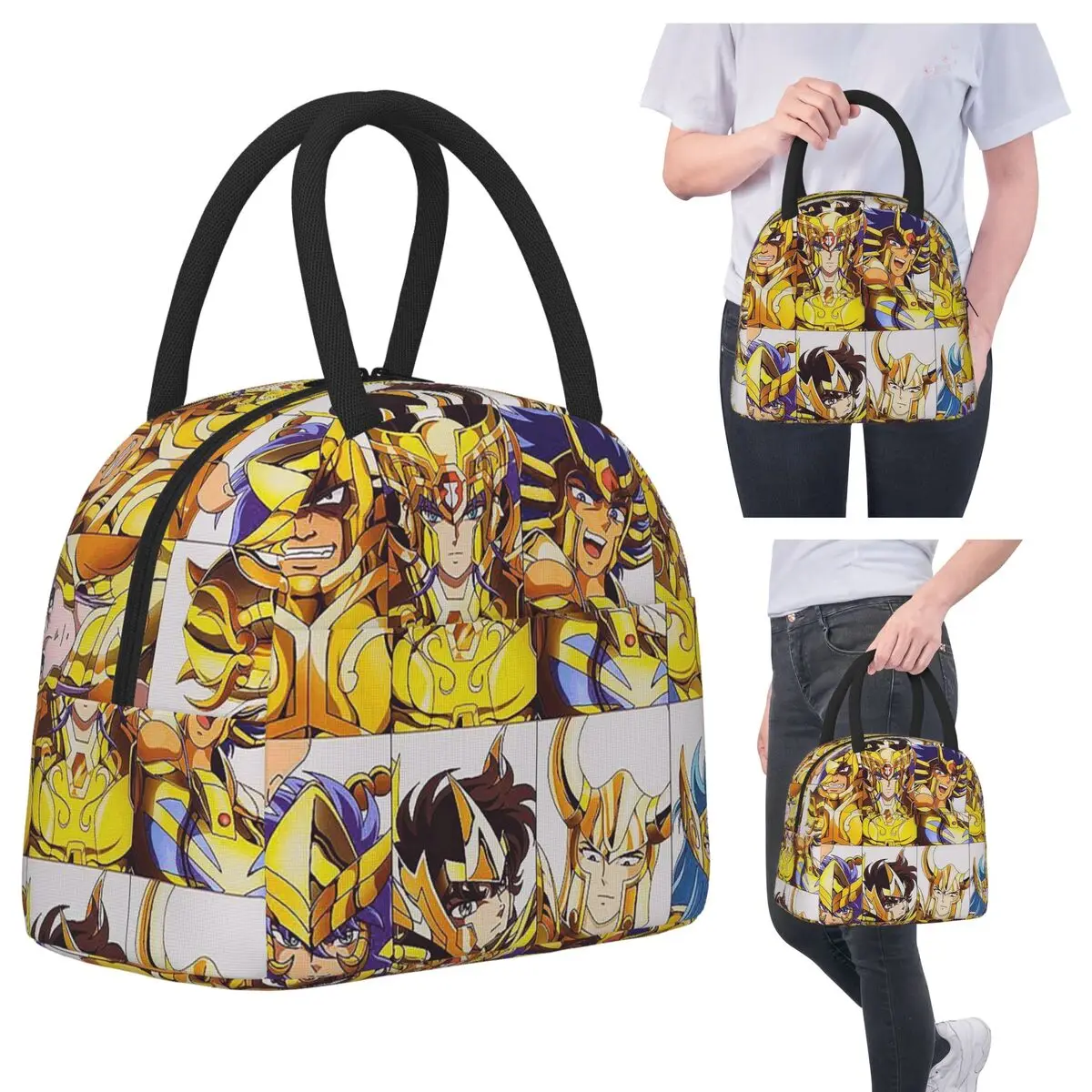 

Knights Of The Zodiac Insulated Lunch Bag for Kids School Cooler Thermal Food Box Tote Portable Lunch Boxes Container