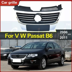 Front Bumper Center Grille Upper Grills Car Styling Chrome for Volkswagen for VW Passat B6 2006-2011 Racing Grills