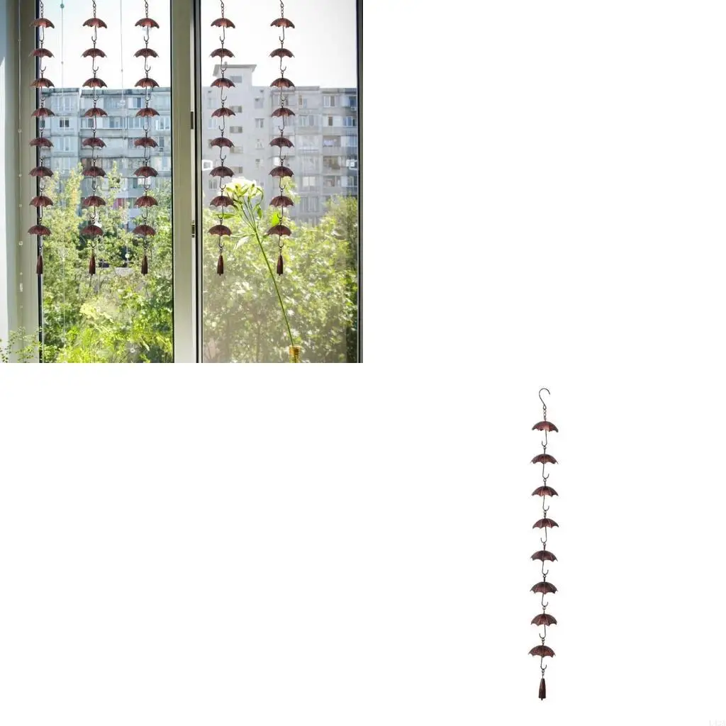 L43A Umbrellas Rain Chain Water Drain Gutters for Garden Roofs Downspout Wind Chimes Decorations