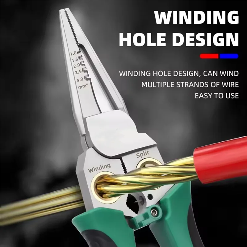 Stainless Steel Wire Strippers Multi-Function Needle Nose Pliers Non-Slip Multifunctional Wire Stripper-[Qahk]