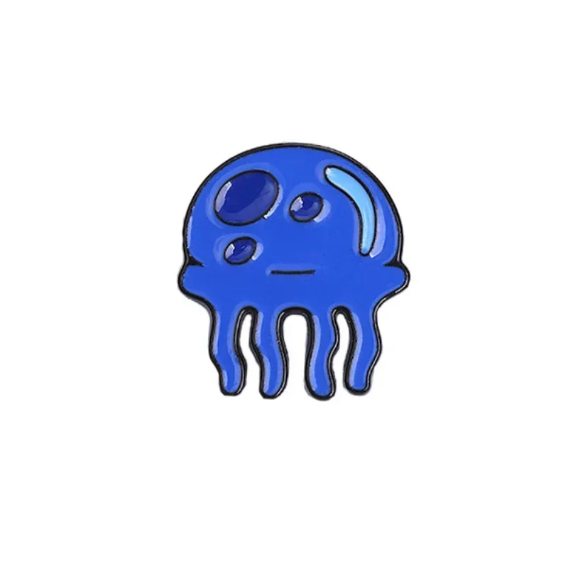 Kawaii Quallen-Metallabzeichen in Blau und Rosa, Cartoon-Quallen-Tierbroschen, Kleidungs-, Taschen- und Hemdverzierungen