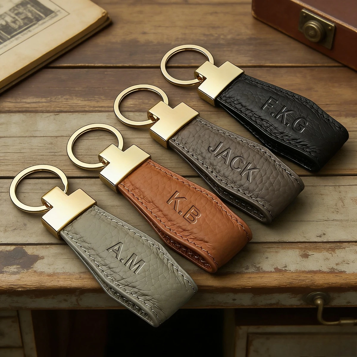 1 Stück Maßgefertigter Luxus-Schlüsselanhänger für Damen und Herren, Exquisiter Leder-Autoschlüsselring, Geschenk für Mädchen, Beste Freunde, Herren-Accessoires