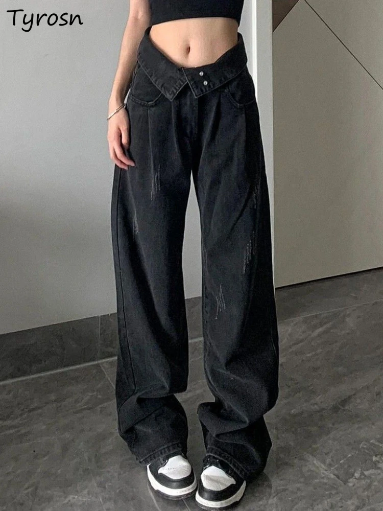 Jeans Women Classic Simple Loose All-match Students Do Old Streetwear Attractive Leisure Harajuku Design Japanese Style Popular