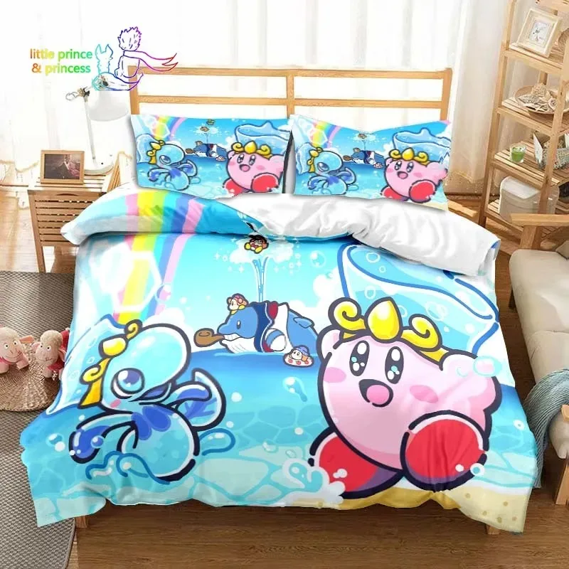 3D Printed Kawaii Cartoon Kirbys Bedding Set Single Twin Full Queen King Size Bed Set Adult Kid Bedroom Bedding Gift