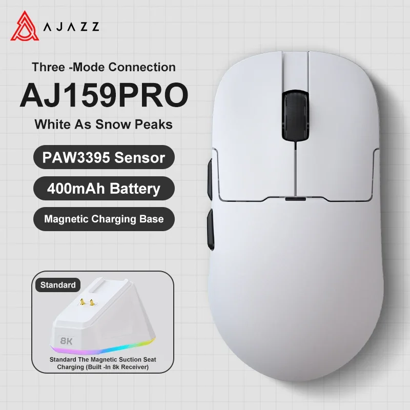 AJAZZ AJ159 PRO Wireless Gamer Mouse with RGB Magnetic Charging Base Lightweight AJ159P Gaming Mouse for PC Laptop
