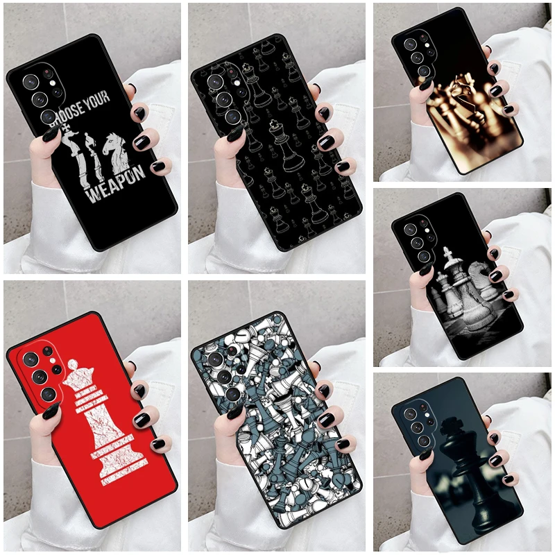 Phone Case For Samsung Galaxy S24 S23 S21fe S22 Ultra Plus Note 10 20 S8 S9 S10 Cover Chess King Board Game Battle