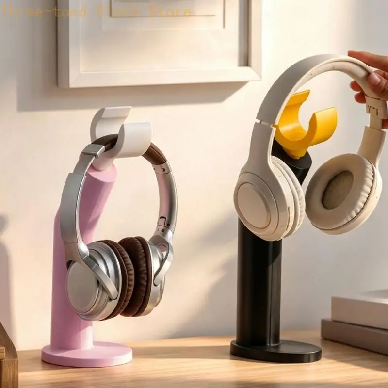 Over-Ear Headphone Stand for Desk Use, Storage Holder with Round Base and Top Support for Gaming Desk and Home Areas E74A