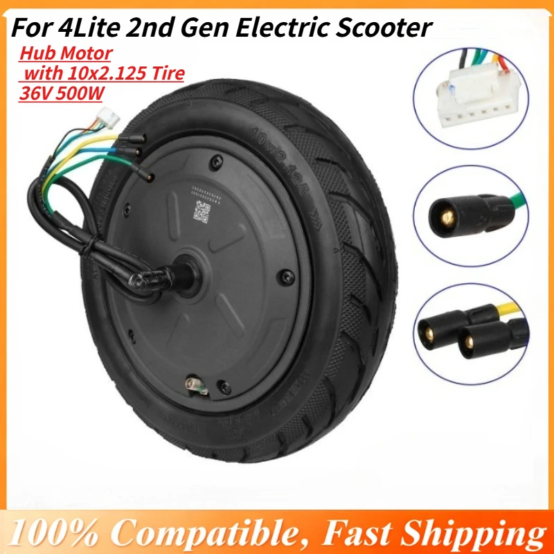 Original Nabenmotorbaugruppe für 4Lite Elektroroller der 2. Generation, mit 10x2.125 Reifen, 36V 500W kompletter Ersatz, OEM-Spezifikation