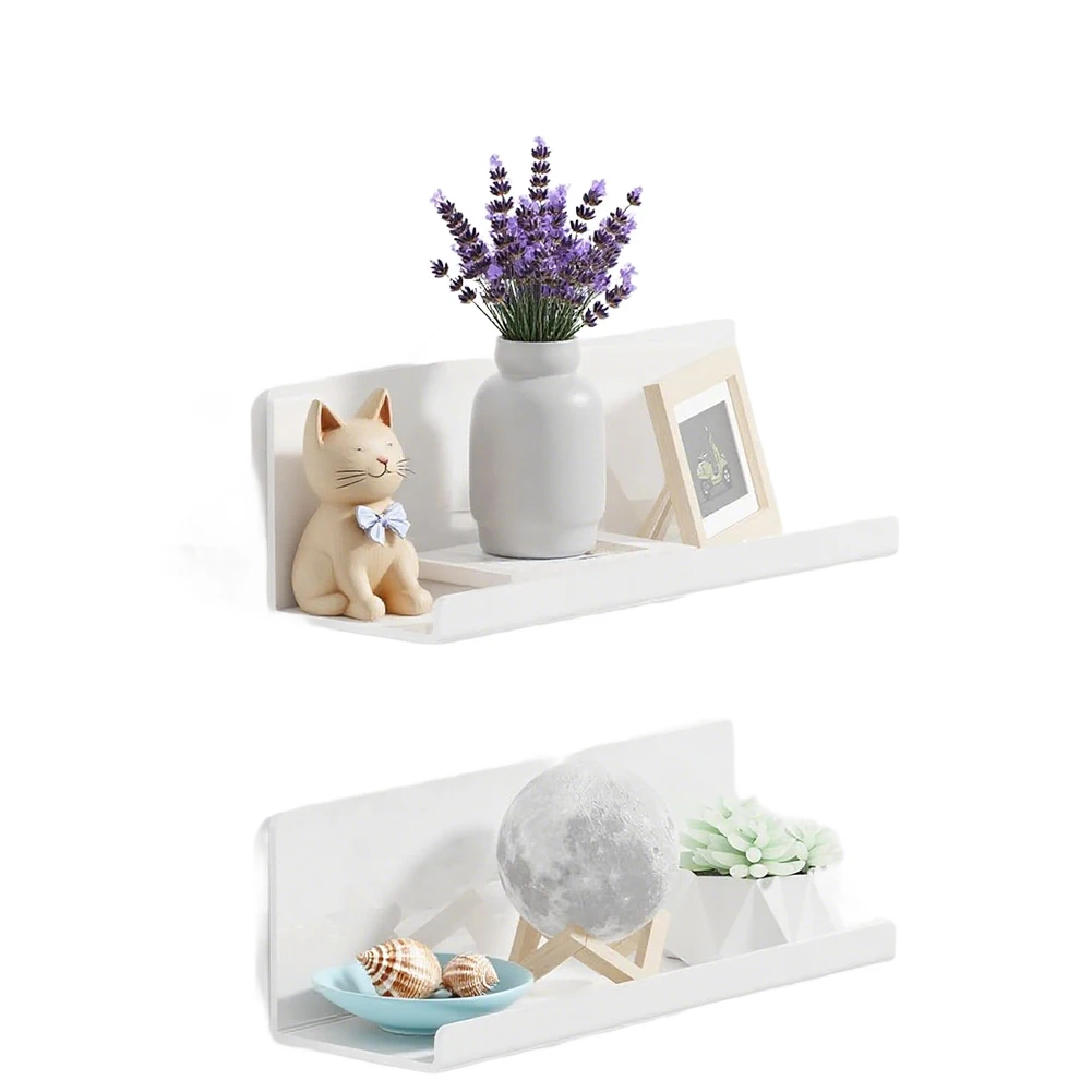 

2pcs Acrylic Floating Shelves Sturdy Home Storage Rack No Drill,Space-Saving Easy-To Install! Home Accessories Decorative Stands