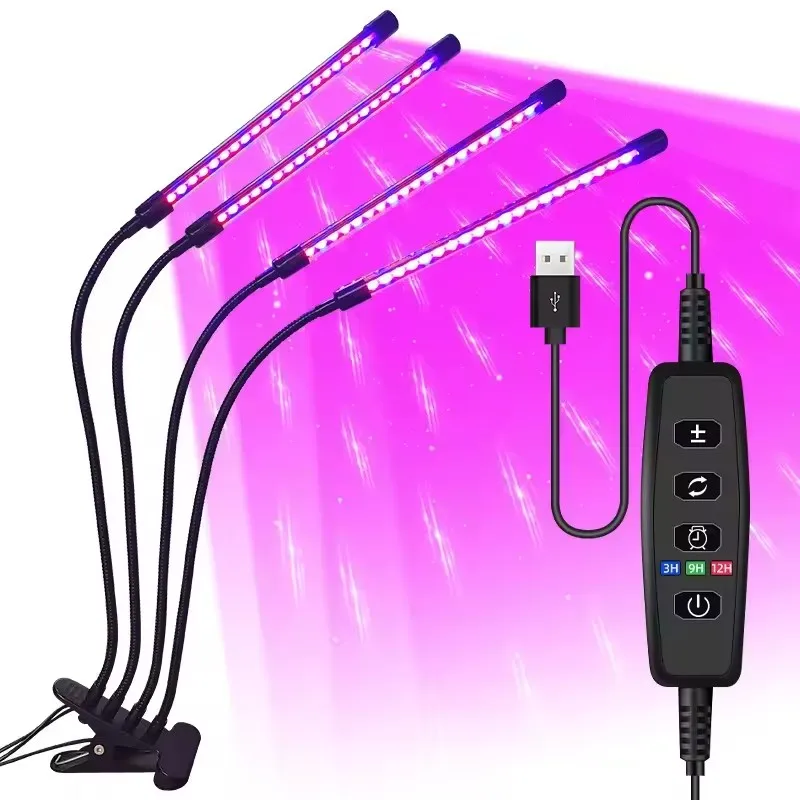 USB LED النبات تنمو ضوء حديقة داخلية 10 مستويات عكس الضوء تنمو ضوء الطيف الكامل الموقت إعداد الزراعة المائية الدفيئة 3H/9H/12H