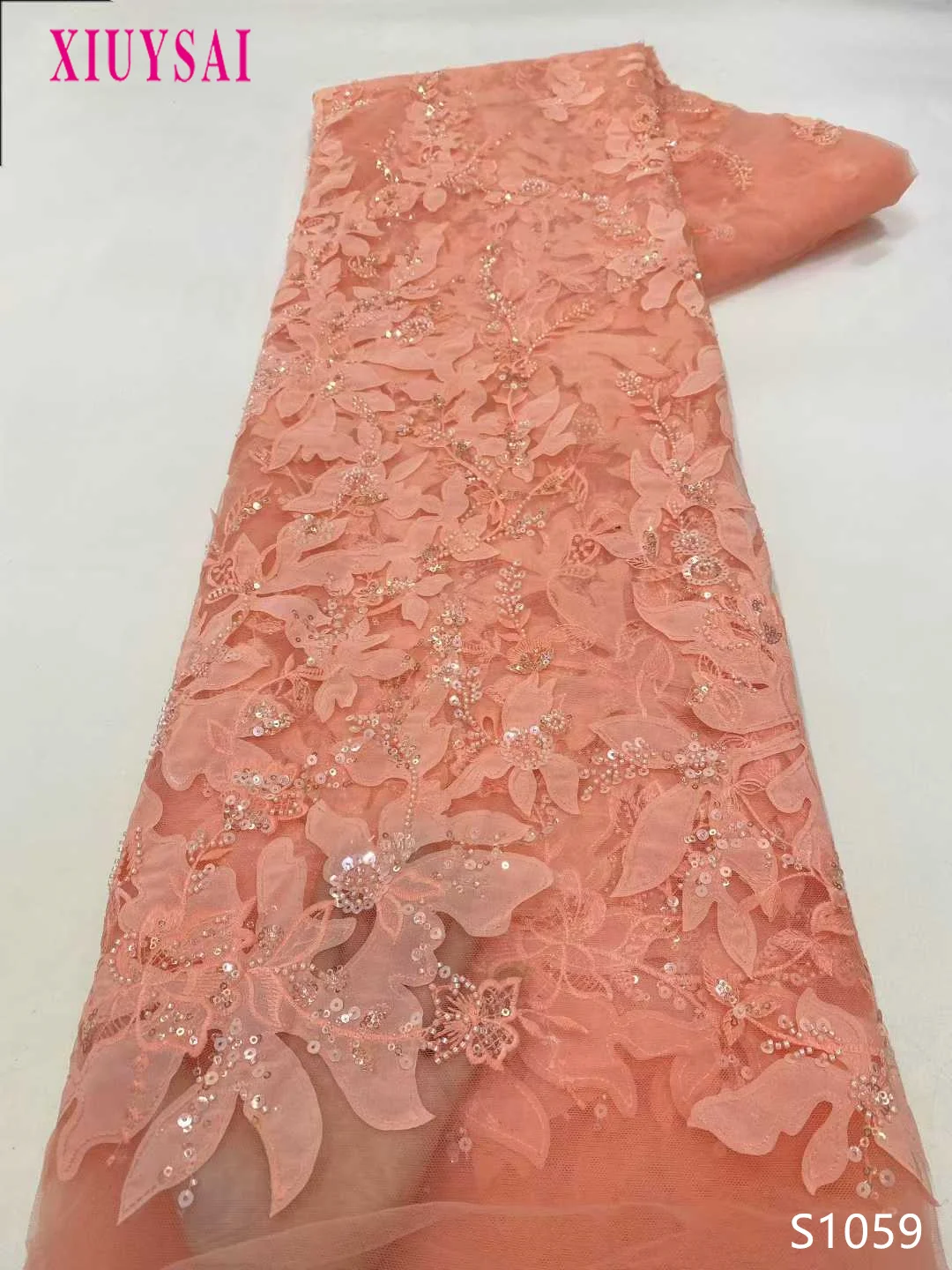 

African Sequins Embroidery Lace Fabric for Dress Sewing High-Quality Mesh Beads Wedding Party Groom 2025 French Nigerian Style